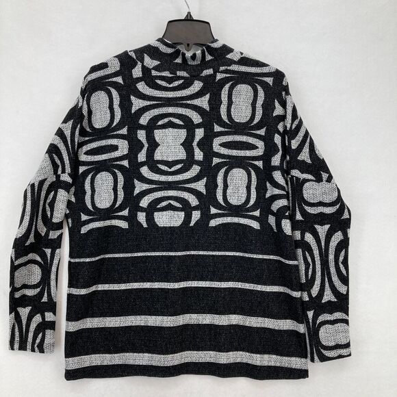 Frank Lyman Turtle‎ Neck Batwing Sleeve Top Women's 10 Black Gray Abstract Artsy - Picture 9 of 10